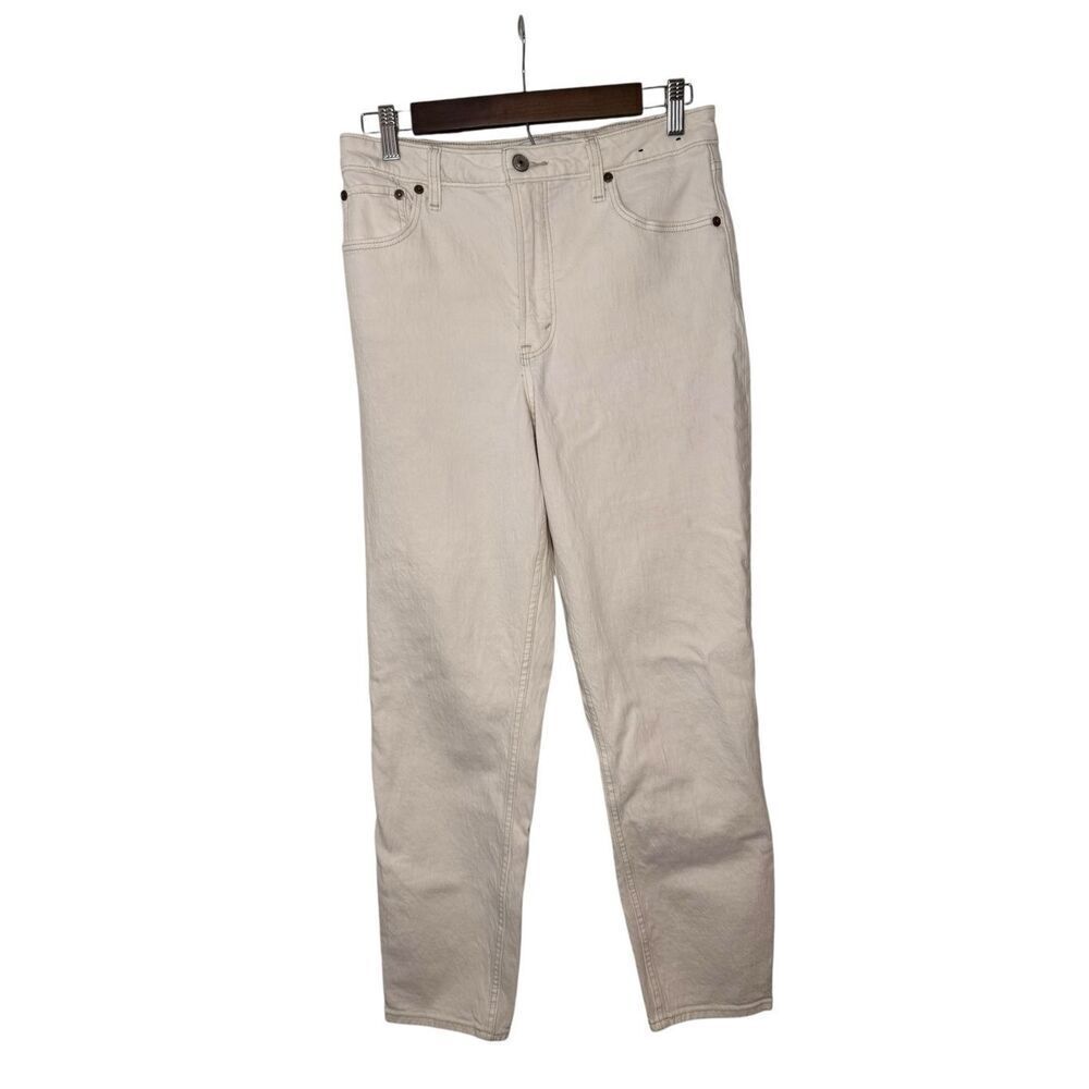 Abercrombie & Fitch Curve Love The Mom High Rise Cream Size 8 Long